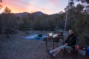 The author in "relaxed mode" during a recent Spring Break trip to the field.