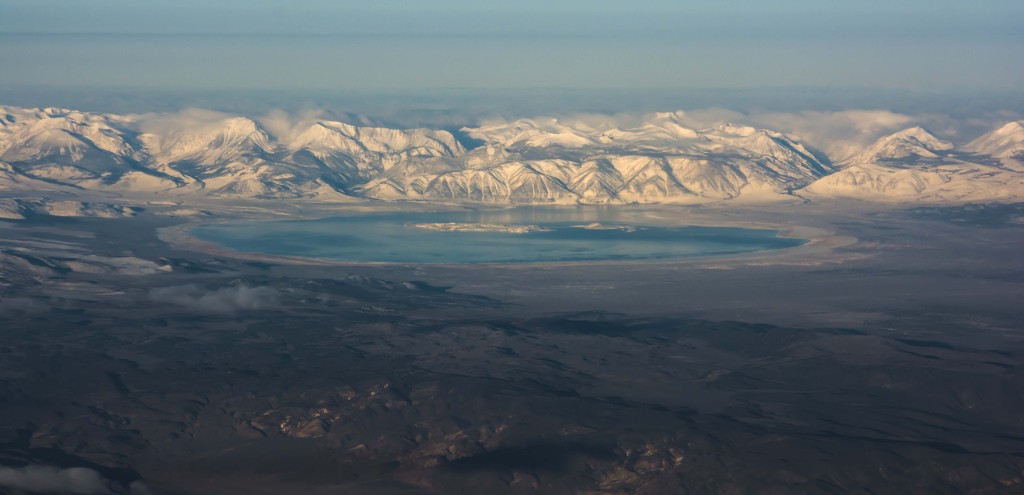 Aerial photo of Mono Lake on April 8th, 2015 taken from SWA Flight 719